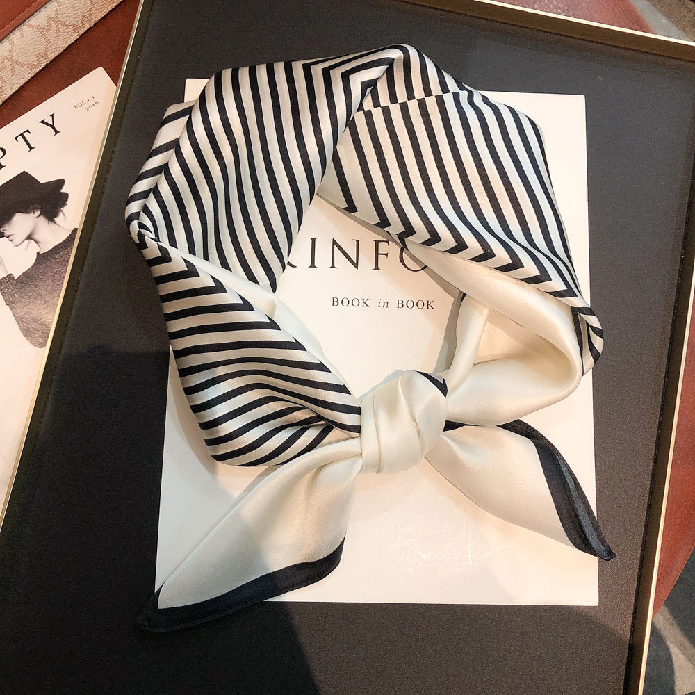Fashion stripes and silk 70 square towel outside spring and autumn with simple temperament silk scarf small tissue