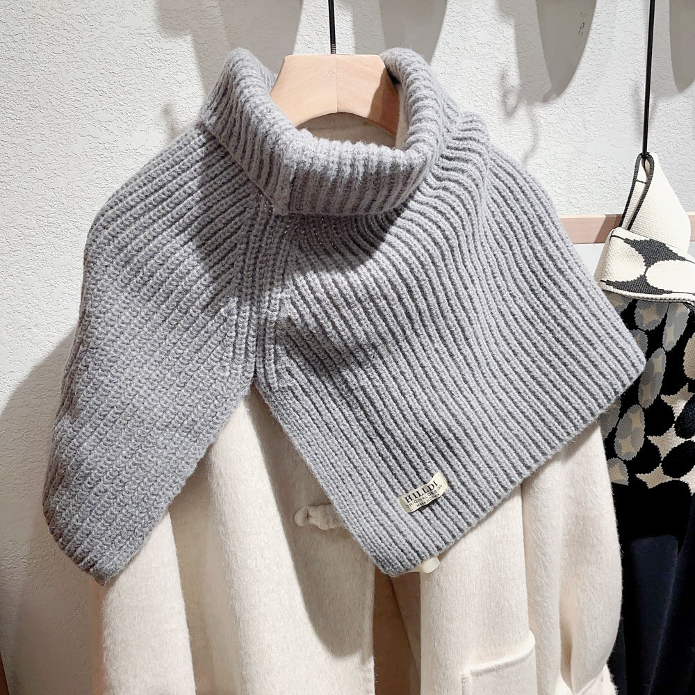 New autumn and winter with female scarf high-collar neck knitting wool neck and cross-shawl false collar