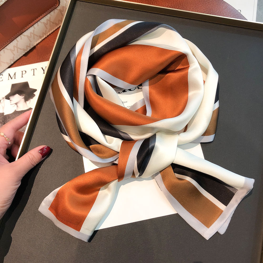 New fashion color color stripes Silk scarf double-sided Han-Edition tissue ribbon with a hundred and silk silk