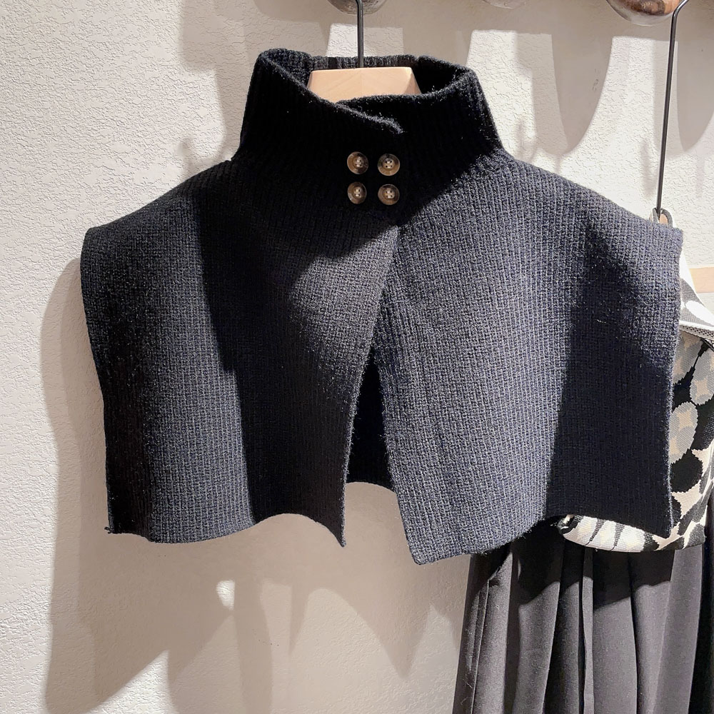 Fashion sleeve with shawl female knitting button high-neck shoulder protection neck warm air cold proof neck