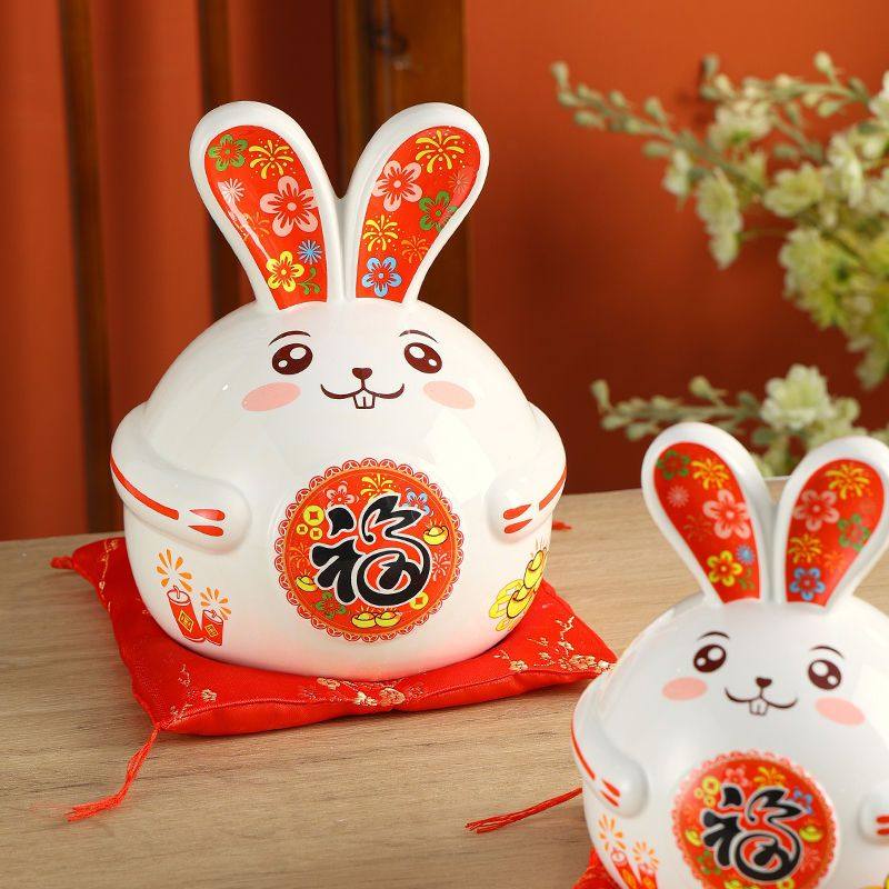 The Little Rabbit Piggy Bank Is Only for Deposits, Not Withdrawals, and Is Not Suitable for Children, Boys, or Girls with Good Looks. It Cannot Be Opened, and Is Made of Ceramic for Saving Money