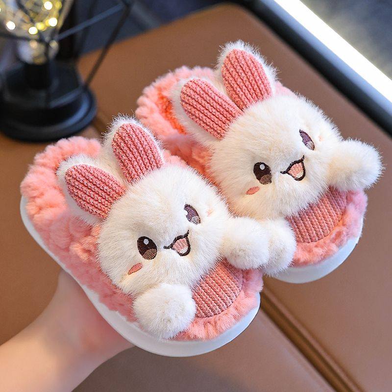 New Chinese-Style Children's Autumn and Winter Slippers, Non-Slip, Warm, Cute, Soft-Soled for Boys and Girls, Suitable for Home Use