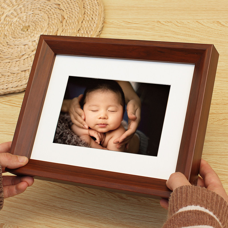 Solid wood children baby whole family fu photo frame swinging table decoration pendulum piece 6 78 inch made into picture frame picture frame hanging wall custom
