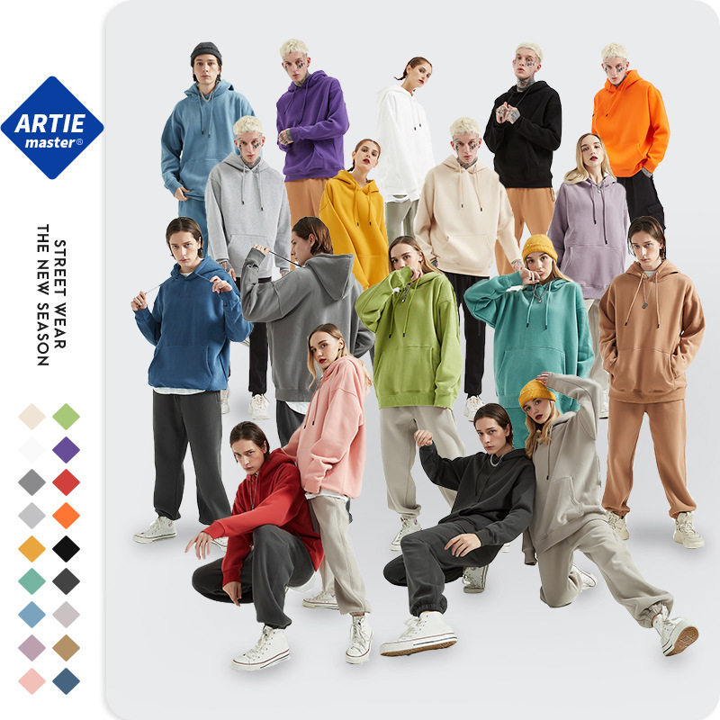 2020 Winter New Pindi Gushed Tide Card Sweatshirt Street Men's Clothing Loose Clothing Pure Color Even Hat Sportswear Suit