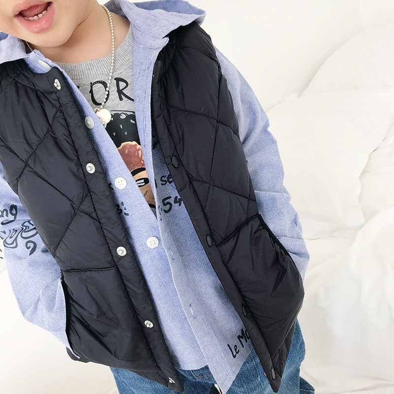 Cat Know Autumn Winter New Light Thin Children's Down Cotton Waistcoat Small Boy Girl Girl Baby Cotton Vest