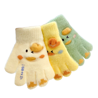 可爱儿童五指手套冬季保暖女童宝宝1一3岁婴幼儿针织男童小孩分指