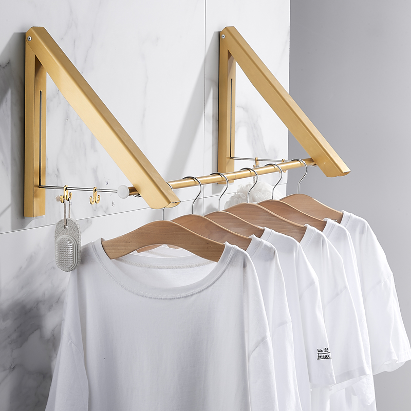 Nordic Light Lavish Wire Drawing Gold Invisibility Clotheshorse Indoor Free Of Perforated Dressing Room Bathroom Cool Clothes Theorist Hanging Clothes