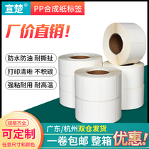 Xuanchu color PP synthetic paper tear-resistant color printing sticker sticker 100*20 40 30 80 waterproof and oil-proof tear-resistant tempered glass self-adhesive sticker barcode label sticker