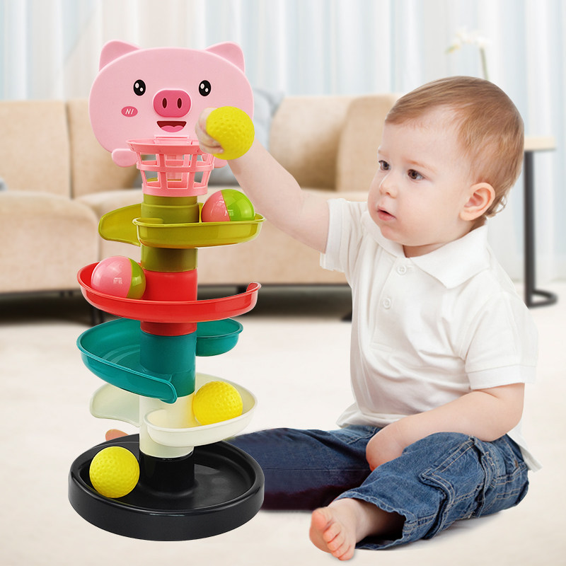 Children's shooting track rolling ball chuanzhuanle baby 0 to 1 year old educational early education baby toys more than six months