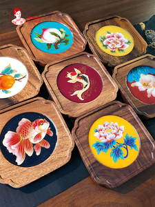 Blessing Series Teapot Mat and Teapot Holder Jingyungege Cloisonné Enamel DIY Material Kit, Intangible Cultural Heritag