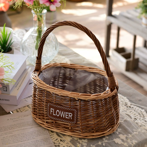 Редактор Rattan -IN -Chief, овощная корзина, корзина для яиц, ручная тканая корзина для пикника, маленькая бамбуковая корзина для бамбука для бамбуковой корзины