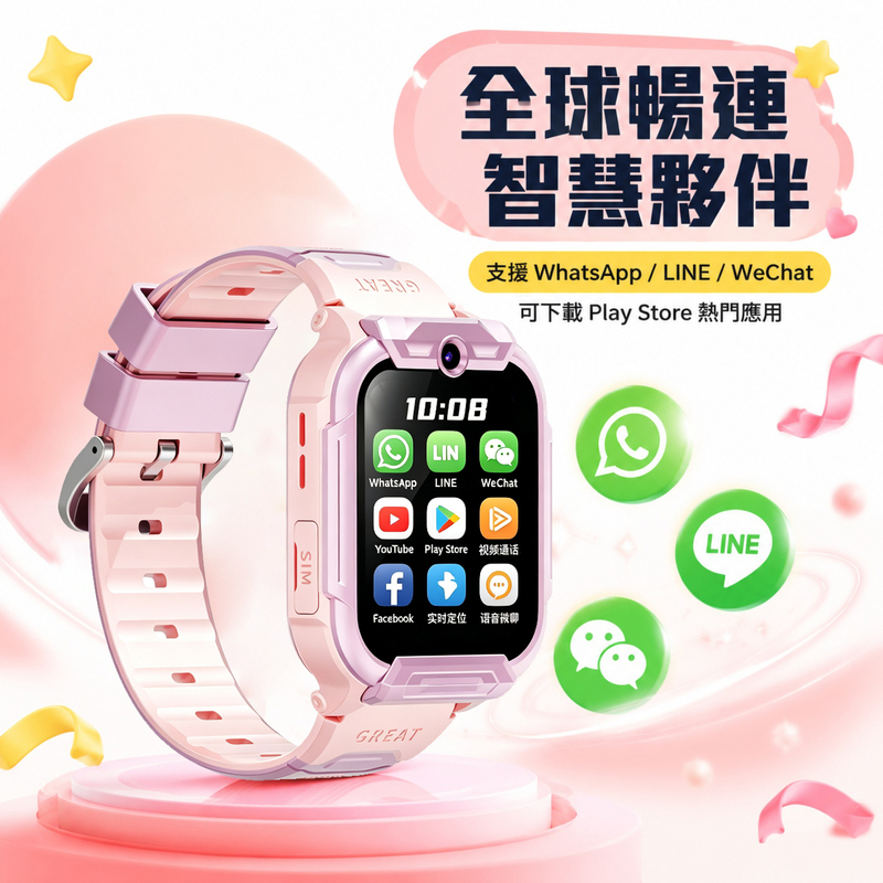 5g Student Electronic Watch, Children's Phone Positioning Watch, Wristwatch for Boys and Girls, Overseas Version, International Version, Overseas Version