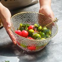 Japanese transparent salad bowl glass personality home Nordic single fruit plate Big Bowl creative girl cute tableware