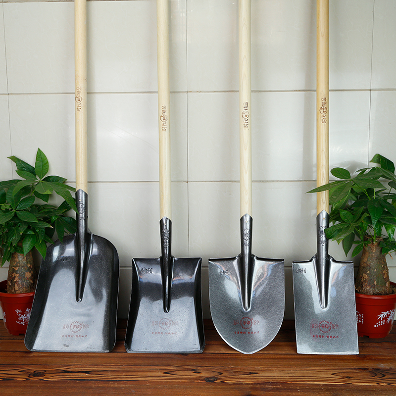Military seal all steel thickened large shovel manganese steel pointed square flat head iron shovel agricultural digging soil planting flower steel shovel outdoor shovel