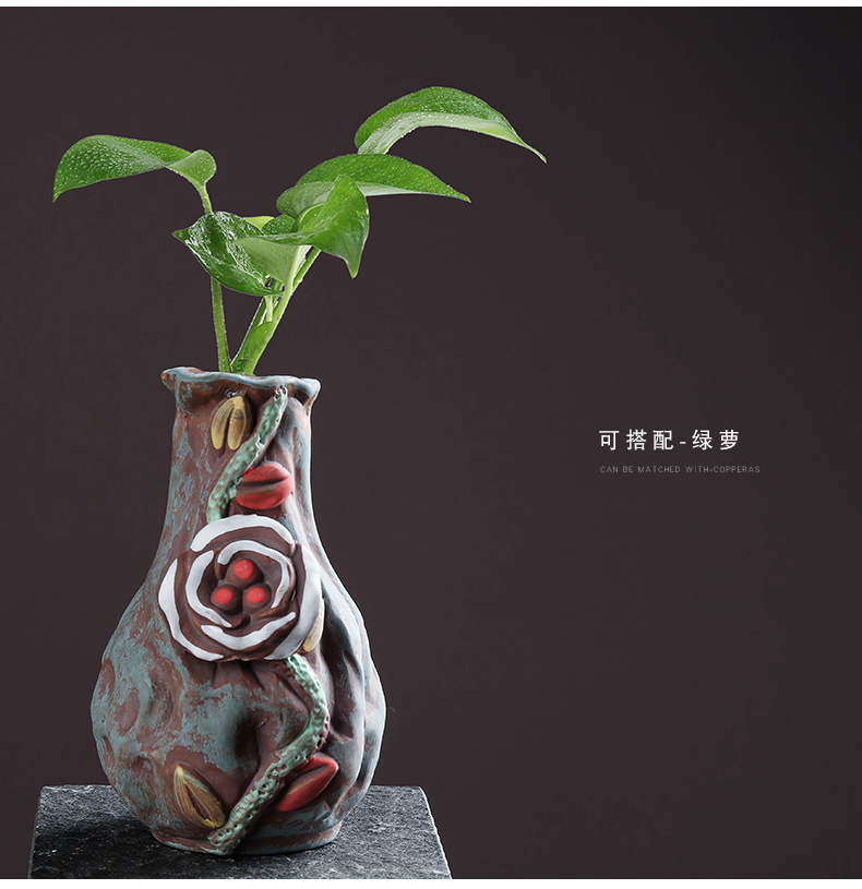 Ceramic hand - made vases indoor desktop copper grass flower POTS all over the sky star, dry flower receptacle restoring ancient ways furnishing articles desktop decoration