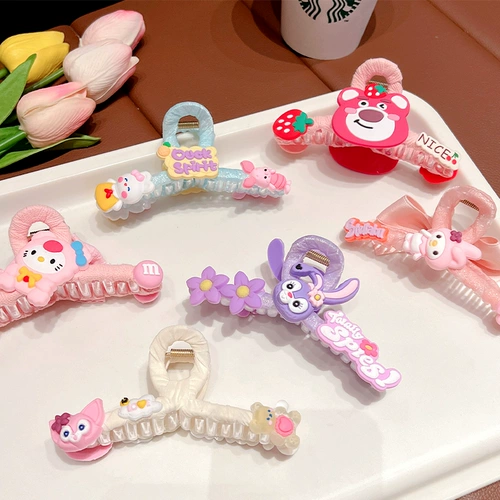 Детская заколка-крабик, милая клубника, безвредная заколка для волос, акула, аксессуар для волос, не повреждает волосы, коллекция 2023