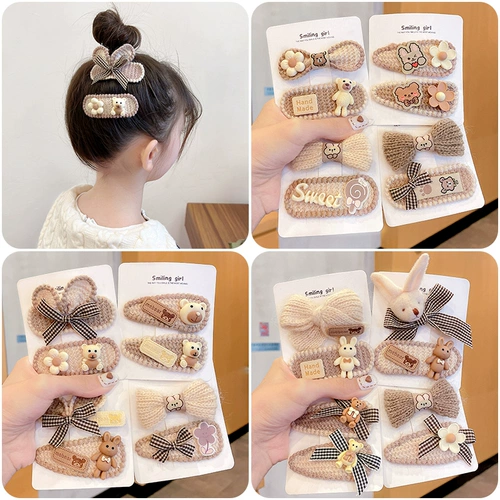 Детская заколка для волос с бантиком, безвредные детские демисезонные шпильки для волос, милая челка, резинка для волос
