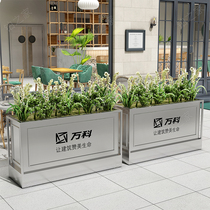 Outdoor wrought iron custom stainless steel flower bed flower trough square flower pool commercial street sales department planting box flower box combination