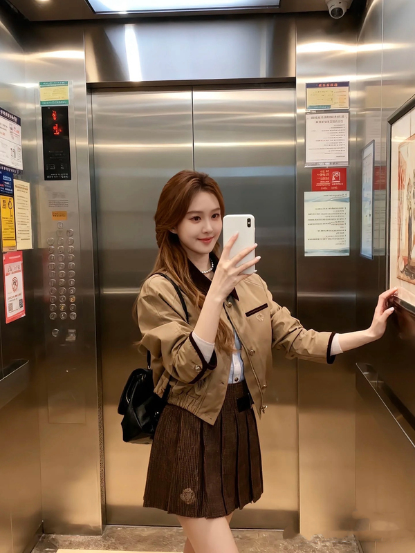Zhao Lusi's Same Style Original Bear Family 2025 Winter Corduroy Lapel Commuter Jacket Women's Coat Ttjj254904W