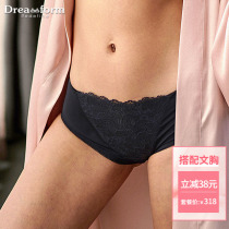 Dreamform Black Lace Briefs Woman Mid-Waist Sexy Underpants Thin-Breathable Triangle Pants Lady Brief Comfort