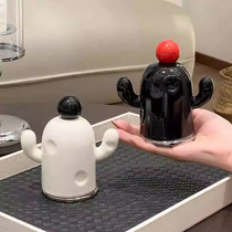 Ceramic toothpick box high-looking cactus floss jar cotton swab jar household storage jar light luxury high-end personality and creativity