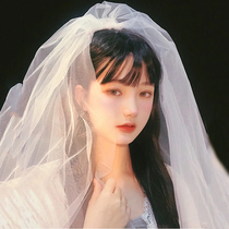 Head yarn bridal headdress Super Xiansen series photo props yarn white veil female wedding Korean simple Net red veil