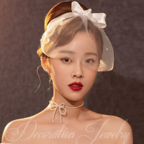 Bride head yarn headdress Super fairy Moren series short head yarn photo props simple wedding hair accessories retro gauze hat