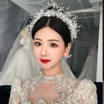2022 new Korean Fairy Beauty Crystal Bridal Wedding Crown 100 hitch minimalist Delicate Wedding Dress Headwear Double Layer Hair Stirrup