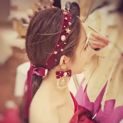 Bride toast headdress Chinese wine red hair belt simple fairy beauty hair accessories wedding Super fairy accessories simple atmosphere