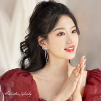 New Super Fairy Bow Tie Woman Bridal Wedding Wedding Dress Earrings Streaming Sueardrops Design Sense Temperament Superior Ear Nail