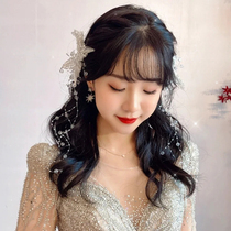 2022 new bridal headwear Han style sensual sendai edge clip flow Su wedding yarn advanced retro minimalist hair accessories