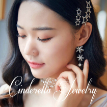 European and American peach heart flash diamond tassel earrings star hair card side hairclip hollow bride clip bangs clip