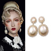 Earrings 2019 tide European and American court retro high-end sense of French niche personality temperament wild baroque French woman