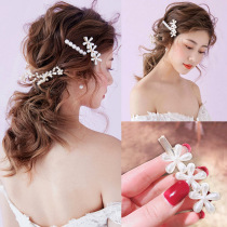 Japanese ins Net red hairclip elegant flower pearl clip duckbill clip Korean hair accessories simple hair clip