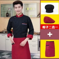 Черный лонгслив, фартук, шапка