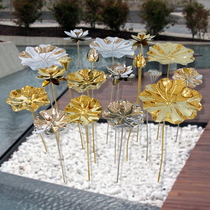  Stainless steel lotus leaf decoration Garden hotel sculpture pool waterscape garden Wedding Metal Chinese lotus decoration
