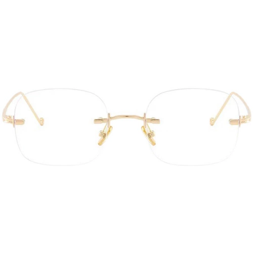 Чистое бессмысленное интернет -знаменитость безрамные очки женская близорукая миопия изменение цвета квадратный золотой проволока небольшие золотые границы просты