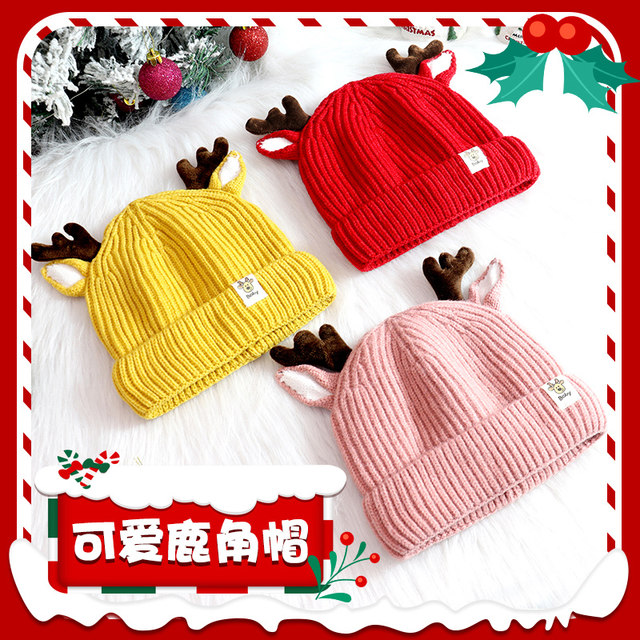Christmas children's hat, scarf and gloves three-piece gift set for 3 boys and 4 girls 5-10 years old in autumn and winter to keep babies warm