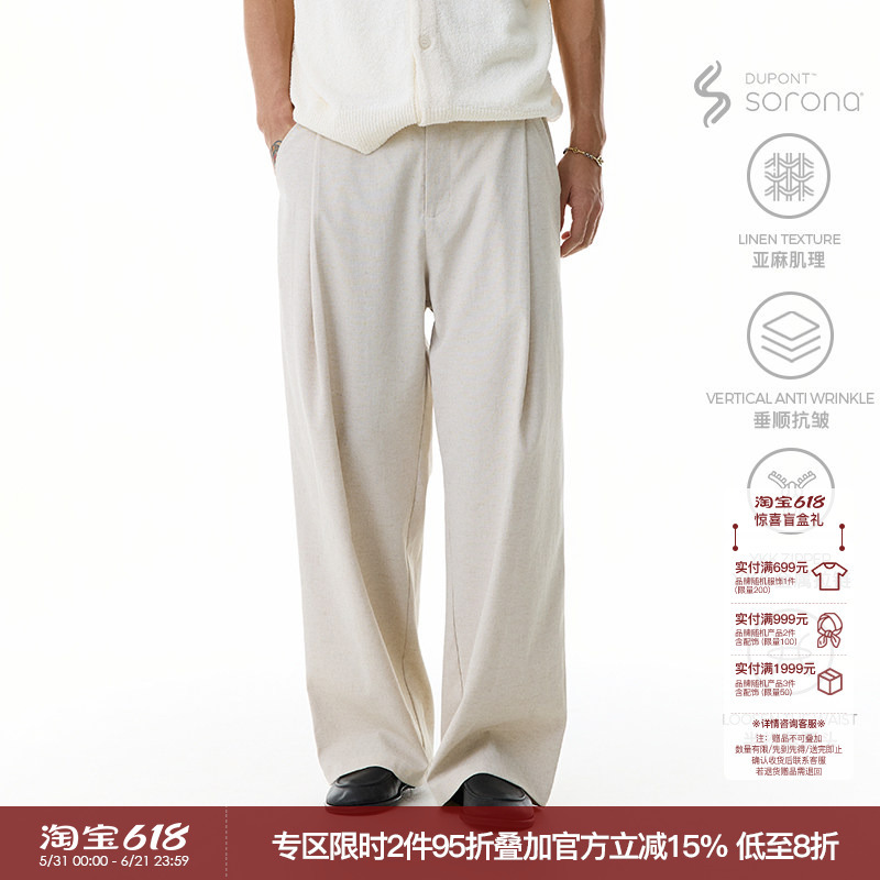 Whimnotion Deconstructed Waistband Imported Linen Blend Long Pants Loose Straight-Leg Old Money Style Wrinkle-Resistant Casual Pants Whimnotion Deconstructed Waistband Imported Linen Blend Long Pants Loose Straight-Leg Old Money Style Wrinkle-Resistant Casual Pants
