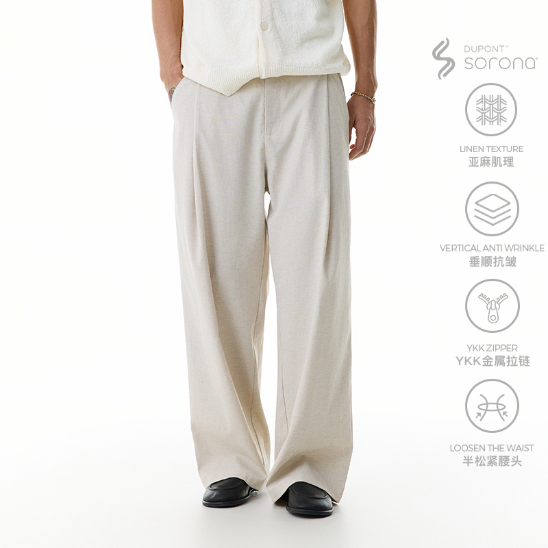 Whimnotion Deconstructed Waistband Imported Linen Blend Long Pants Loose Straight-Leg Old Money Style Wrinkle-Resistant Casual Pants Whimnotion Deconstructed Waistband Imported Linen Blend Long Pants Loose Straight-Leg Old Money Style Wrinkle-Resistant Casual Pants