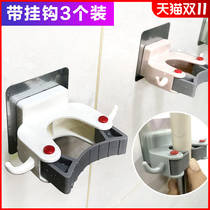 Toilet hanging mop adhesive hook card seat bathroom balcony powerful multi-function hanging wall mop clip artifact-free hole