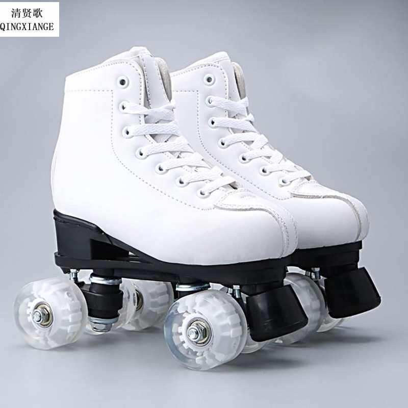 white adult double row skating shoes roller skates adult