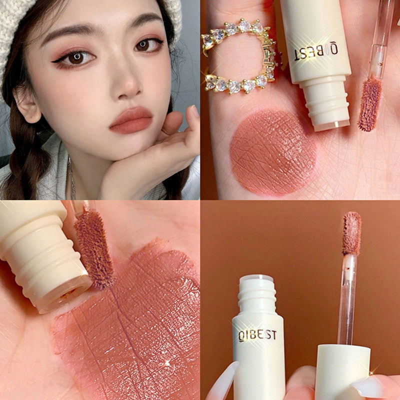 Chocolate silky lip mud matte matte surface not easy to fade lip glaze velvet lipstick European and American style eat earthy coffee color