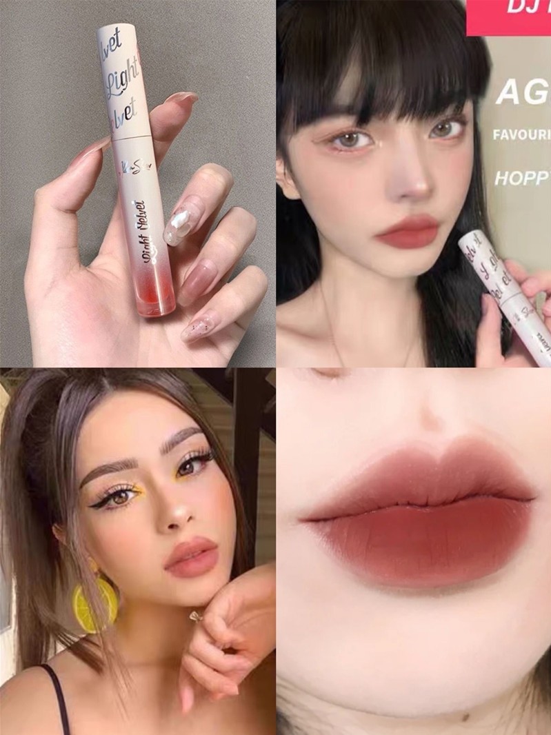 Matte matte lip glaze early autumn new color ~ mousse lip mud waterproof long-lasting air mist light European and American makeup caramel brown