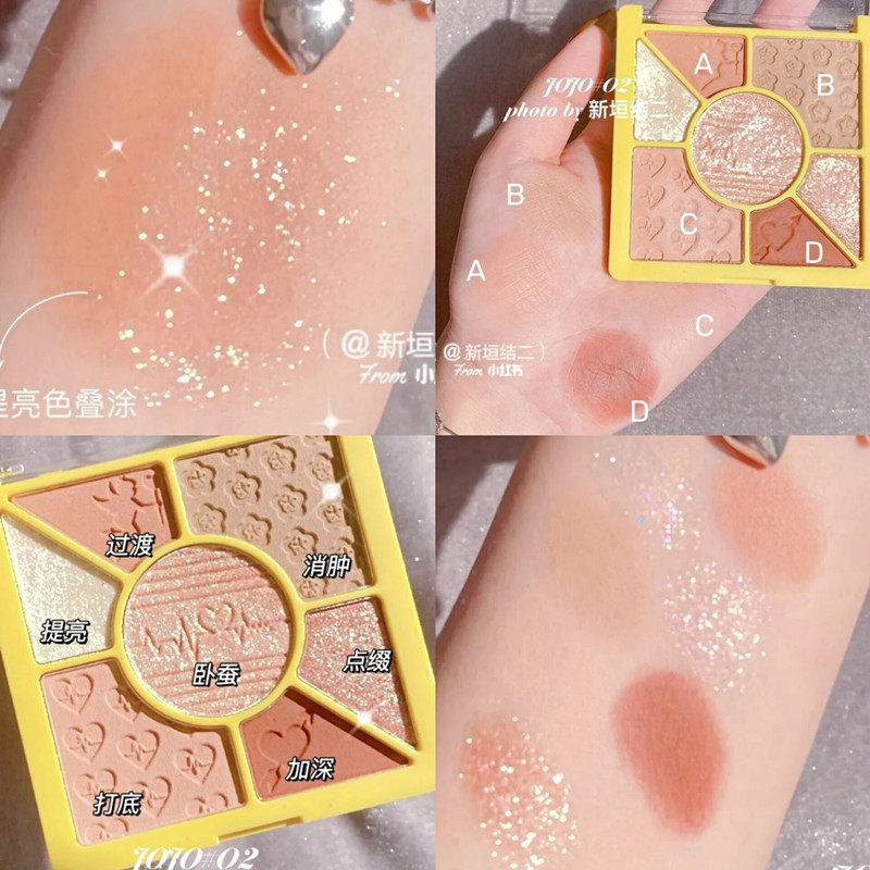 JOJO fall in love with river color makeup pan hazelnut milk tea eye shadow blush and high light and high light plate taken care of