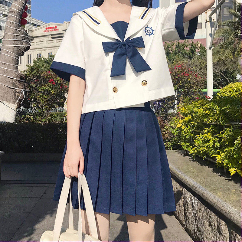 Day Series Genuine Jk Uniform Skirt Suit Full Set Short Sleeve Summer Wear College Wind Navy Breeze Plexity Skirt Student Sailor Clothing