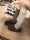 Coffee-Colored Calf Socks for Women, Autumn and Winter Mid-Calf Socks, Pure Cotton, Retro Melard Slouch Socks, Spring and Autumn Korean Style Long Socks