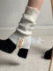 White Slouchy Socks for Women, Spring and Autumn, Knitted with Buttons, Vertical Stripes, Split Design, Warm Leg Warmers, Black Slimming Calf Socks, Winter