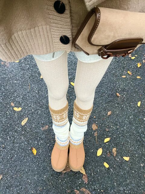 Fair Isle Retro Wool Leg Warmers Autumn and Winter Nordic Style Snowflake Slouch Socks Thick Knit Leg Warmers Warm Calf Socks