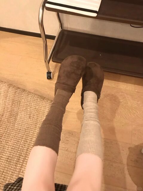 Coffee-Colored Calf Socks for Women, Autumn and Winter Mid-Calf Socks, Pure Cotton Retro Maillard Slouch Socks, Spring and Autumn Korean Style Long Socks